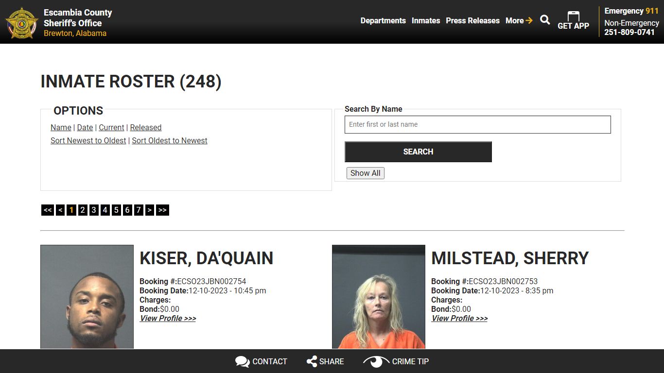 Inmate Roster (252) - Escambia County Sheriff, AL